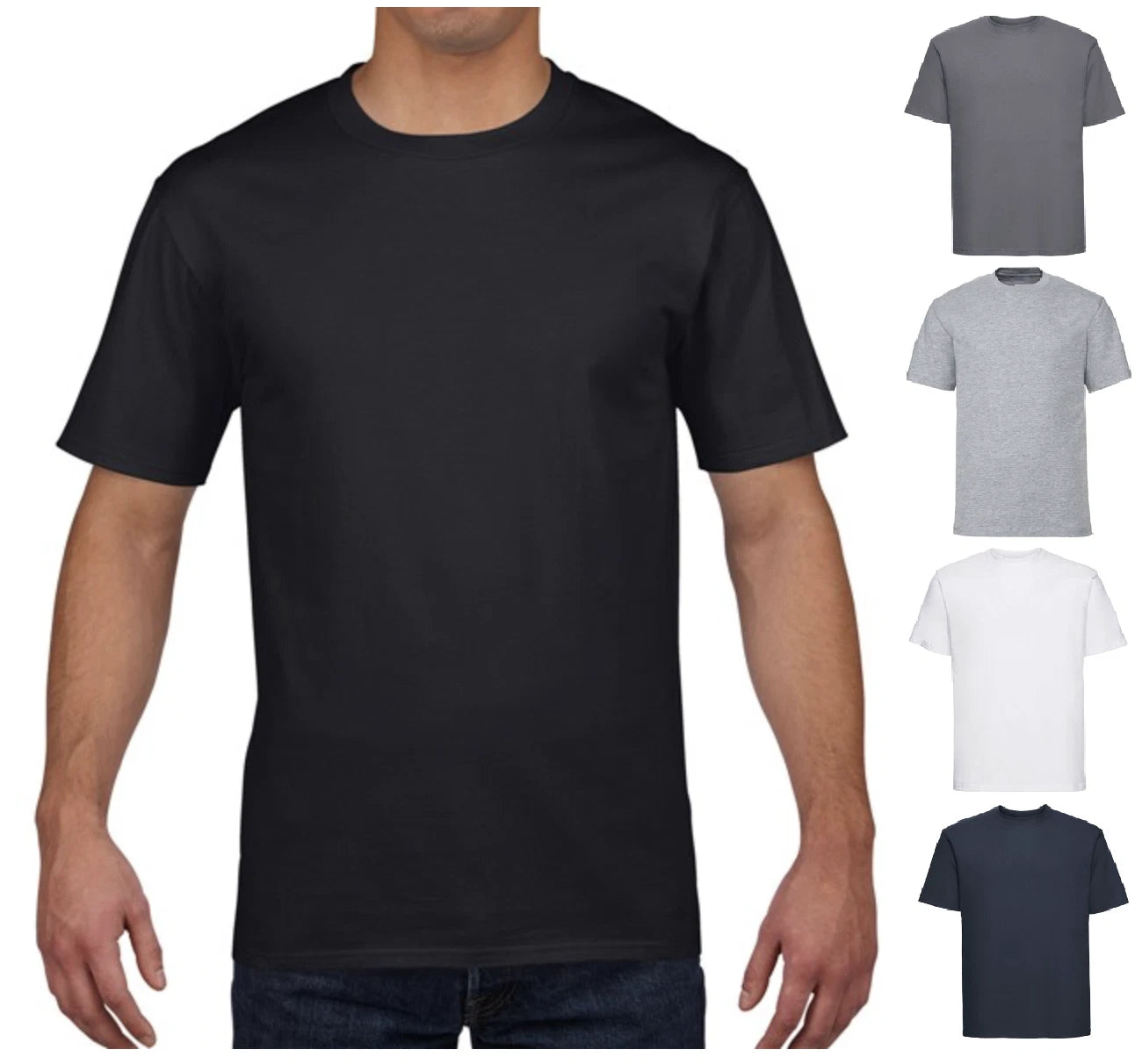 Mens CZ Plain T shirt Cotton Crew Neck T Shirts Tee Top Regular Casual M-6XL CA