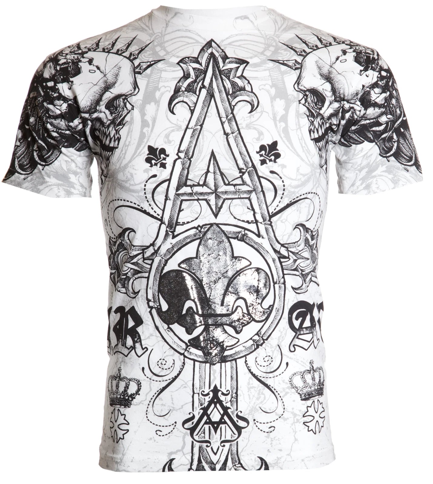 Archaic by Affliction Men's T-Shirt Tall Tale Wings Cross Skull Biker