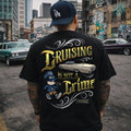 Cruising Is Not a Crime Lowrider Men Black Shirt Chevy Flex the cat hotrod