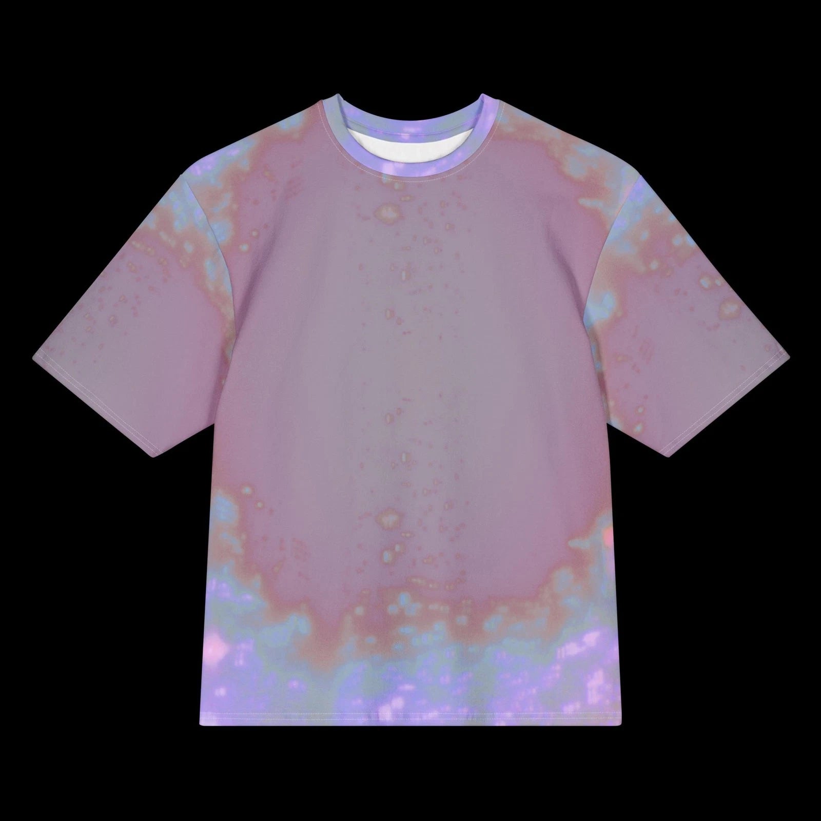 Oversized psychedelic faded clouds cyber sigil stars cotton t-shirt
