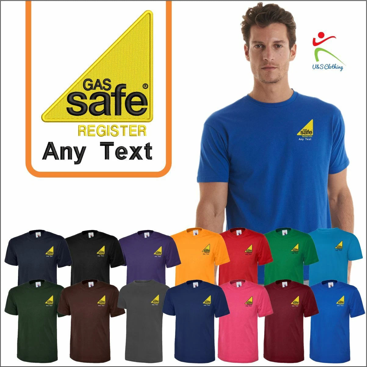 Personalised 3 PACK Embroidered Gas Safe Logo Workwear Staff Mens Tee Shirt TOP