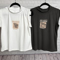 Dreaming Paper Butterfly High Neck Sleeveless Graphic Tee White  L/XL or Black S