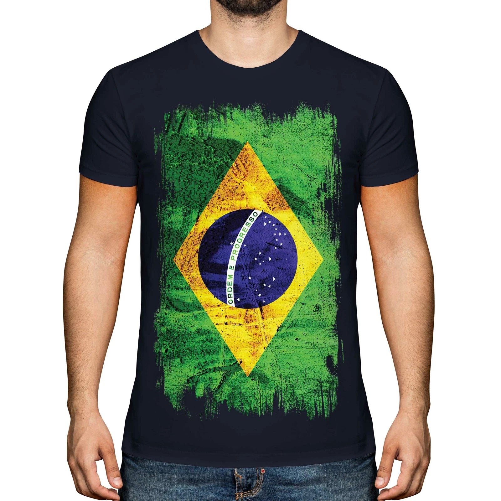 BRAZIL GRUNGE FLAG MENS T-SHIRT TEE TOP BRASIL FOOTBALL BRAZILIAN GIFT SHIRT