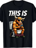 This Is BS Graphic T Shirt Funny Bull On Toilet Meme 100% Cotton Black Tee Gift