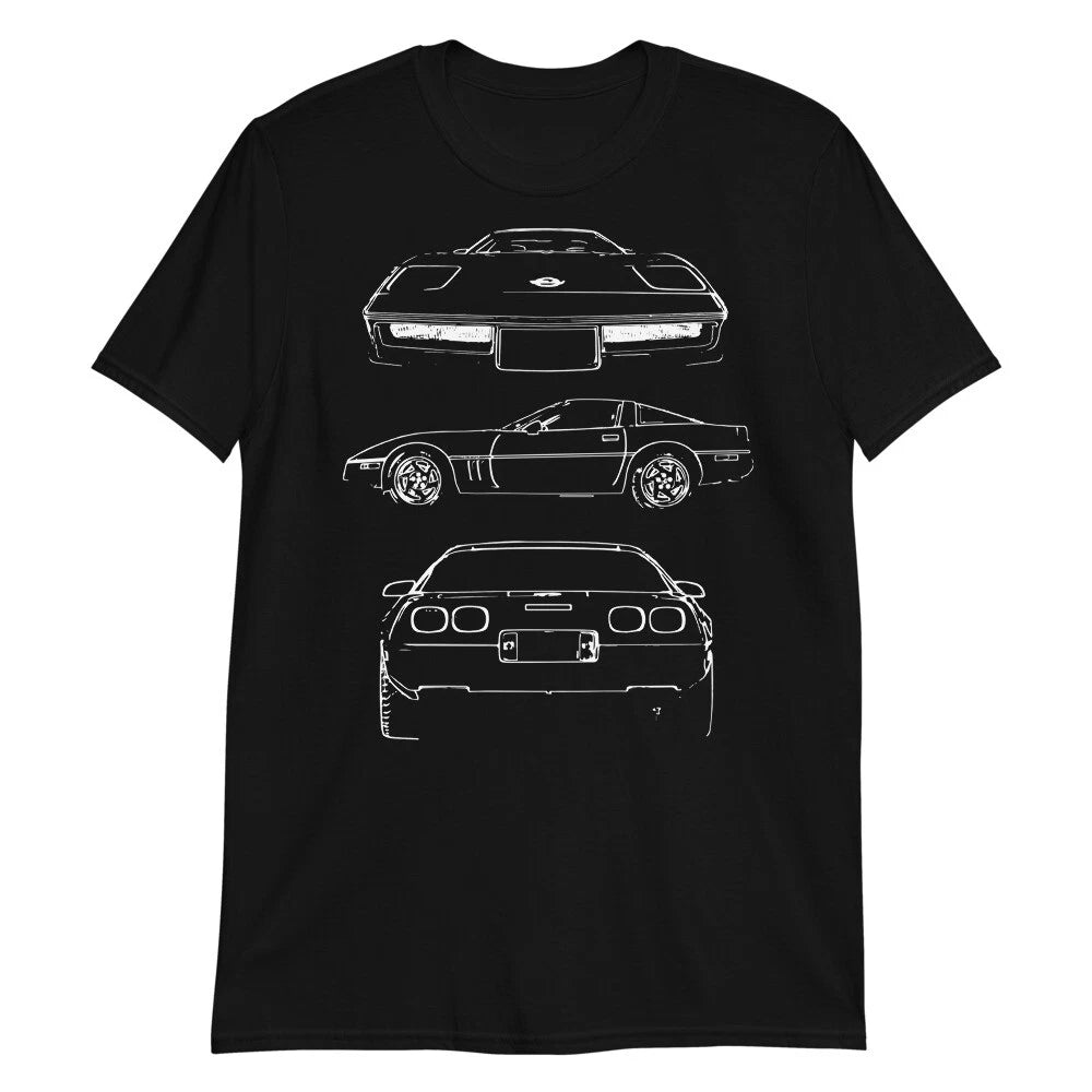 vette C4 Owner Gift Custom Outline Art Short-Sleeve Unisex T-Shirt