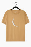Men’s Tan Crescent Moon Graphic T-Shirt Size Small Casual Streetwear Tee New