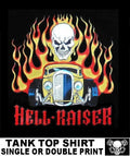HELL RAISER OLD SCHOOL MUSCLE HOT RAT ROD OUTLAW DRAG CAR SKULL FLAME TANK TOP