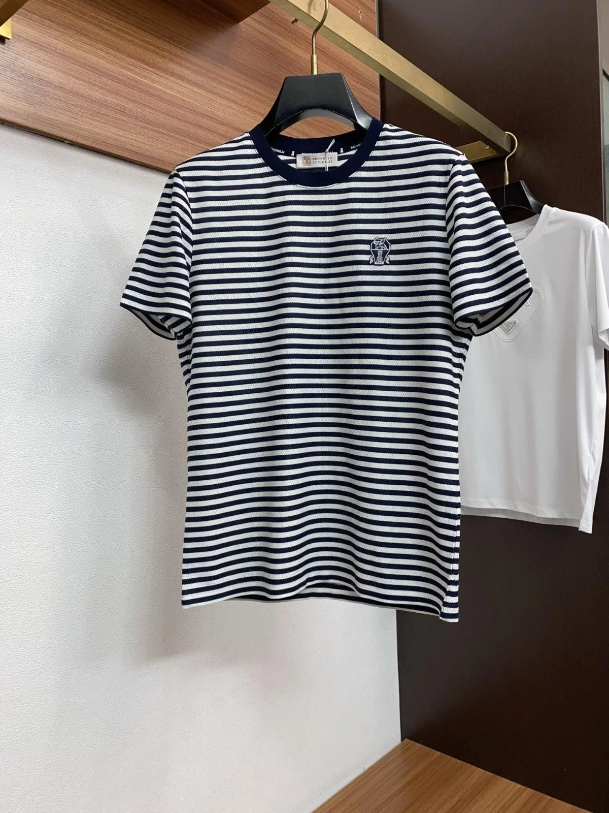 Brunello Cucinelli Men's Casual Round-Neck Short-Sleeve Striped T-Shirt
