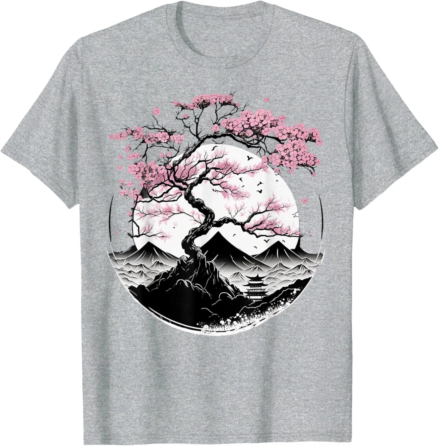 Japanese Sakura Garden Geisha Mount Fuji Cherry Blossom T-Shirt