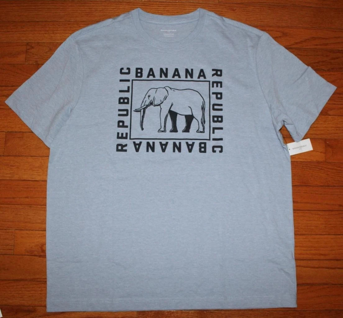 Mens BANANA REPUBLIC ELEPHANT LOGO Graphic Tee PREMIUM WASH T-Shirt LARGE *G1
