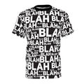 All-Over Print "BLAH BLAH BLAH" Graphic Tee Bold Black & White Statement T-Shirt