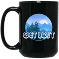 Get Lost Camping Outdoors 15 oz. Black Coffee Mug