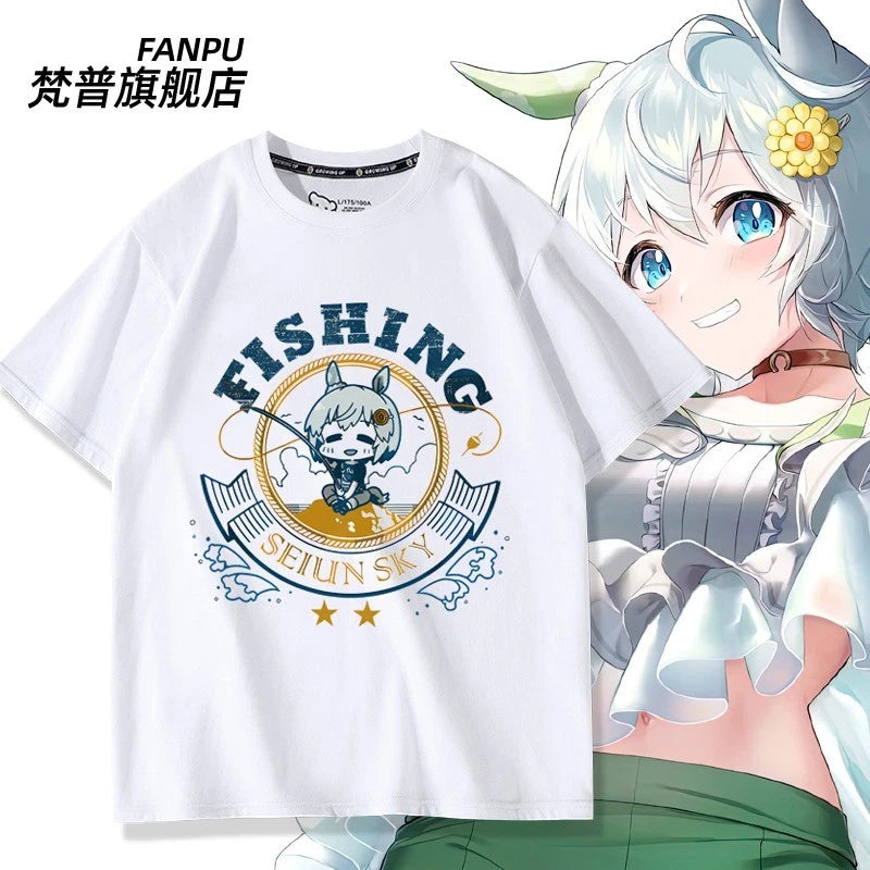 Seiun Sky Uma Musume Pretty Derby T-shirt Cosplay Halloween Pure Cotton White