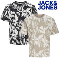 Jack & Jones Mens Floral Print T-Shirt with Leaf Design Summer T-Shirt for Men