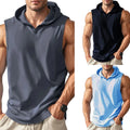 Mens Gym Tank Top Hooded Quick Dry Running Sleeveless Vest Top
