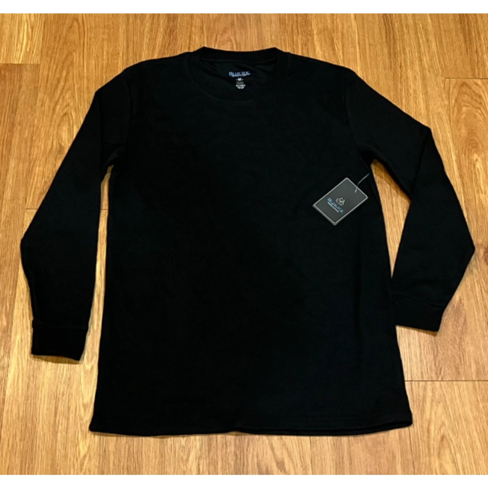 Blue Ice Premium Clothing Men's Crew Neck Long Sleeve Shirt Black Size M