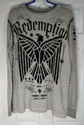 Vtg Raw State Redemption Premium Shirt Men's L Graphic Print Thermal Streetwear