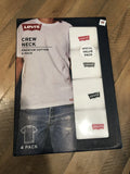 Levi's 4 Pack Mens Crew Neck Premium Cotton  White Medium 38-40