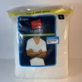New 6 Hanes White L 42-44 Inch V-Neck T-Shirts Tagless ComfortSoft Trad Fit