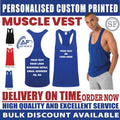 Personalised Custom SKINNIFIT Muscle vest Text Logo Plain Tank Gym Sports SF236