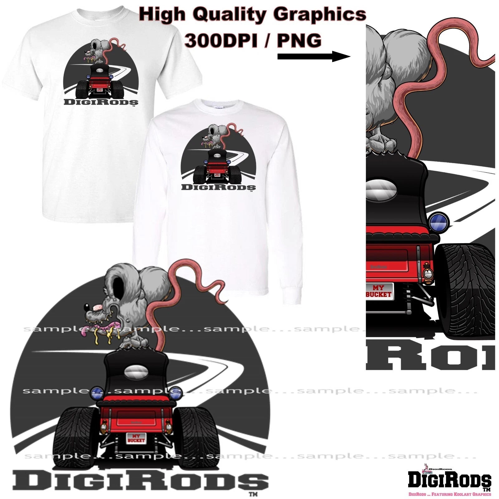 Digirods Rat Rod Racer T Bucket Vintage My Bucket Hot Rod Cartoon Car T Shirt