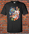 Vintage Style Cartoon vs Monsters Basketball Graphic T-Shirt Black