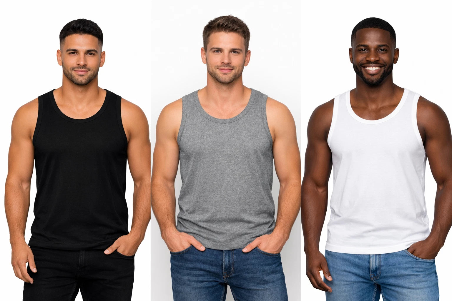 Men’s Cotton Tank Tops 6 Pack – Sleeveless Gym Shirts,Plain Athletic Vests, Soft