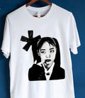 Men’s Graphic Tee White Shirt Black Portrait Print Sz M Streetwear Aesthetic