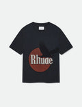 RHUDE Mustang Sunset Logo Printed Retro Short sleeved T-shirt Black