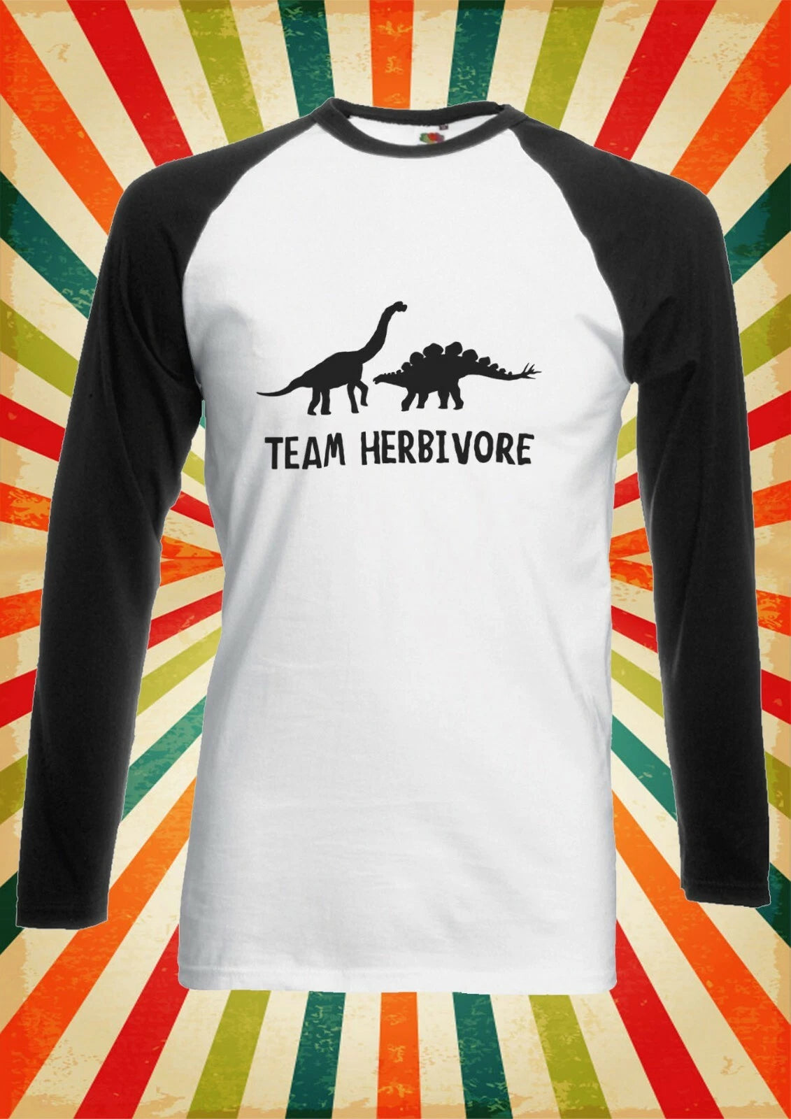 Team Herbivore Vegan Dinosaur  Men Women Long Short Sleeve Baseball T Shirt 2422