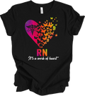 Registered Nurse RN Butterfly Heart T-Shirt Cute Graduation Gift for Women