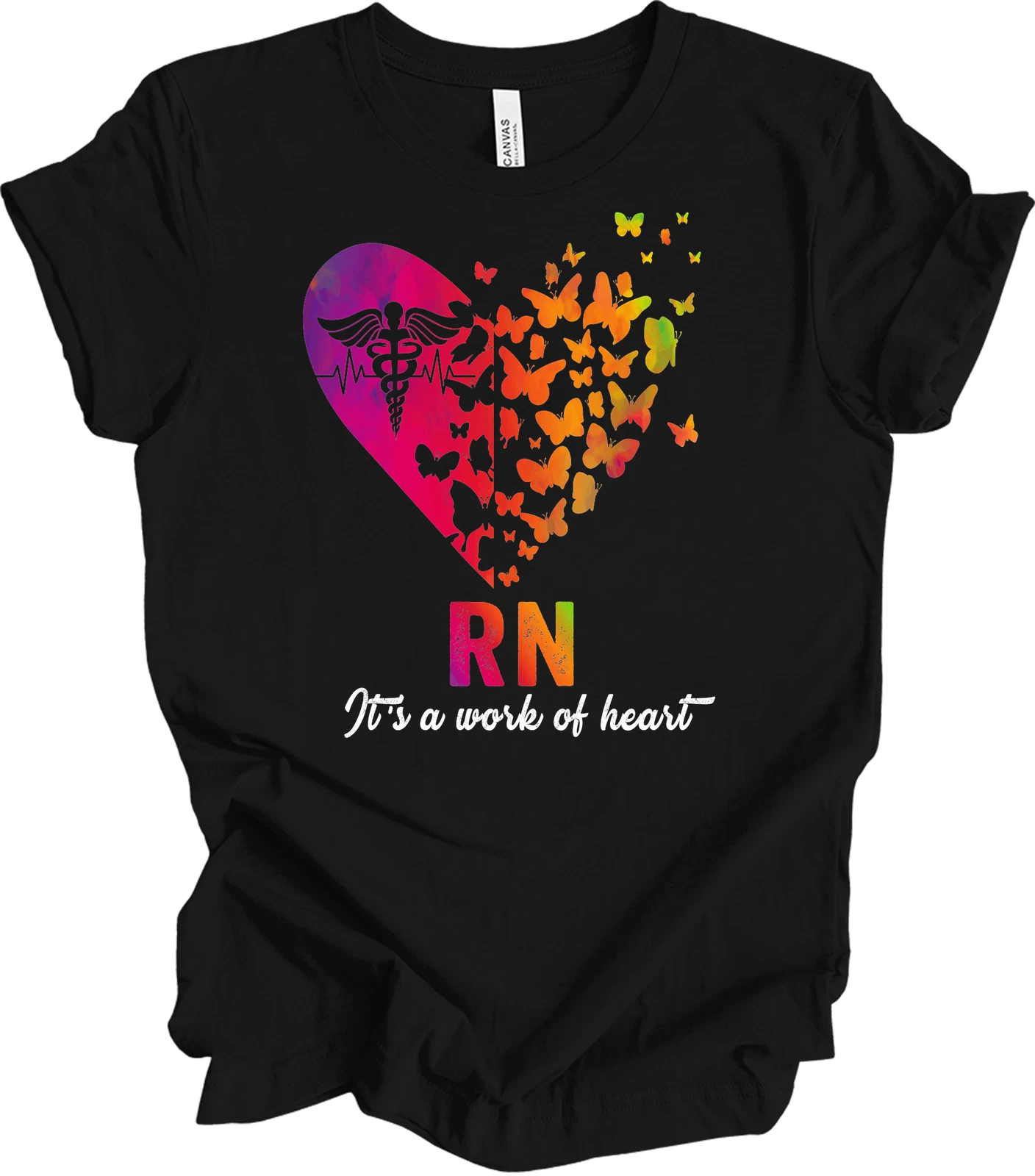 Registered Nurse RN Butterfly Heart T-Shirt Cute Graduation Gift for Women