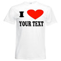 Personalised I Love Heart T-Shirt | Custom Name Printed Unisex Adult Tee