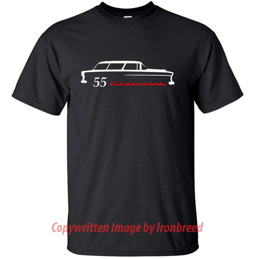 1955 55 Chevy Bel Air NOMAD T-Shirt Classic Muscle Car Emblem Side Mouldings