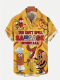 Mens Button Down Shirts Funny USA Printed Hawaiian Tops Novelty Ugly Gag Gifts