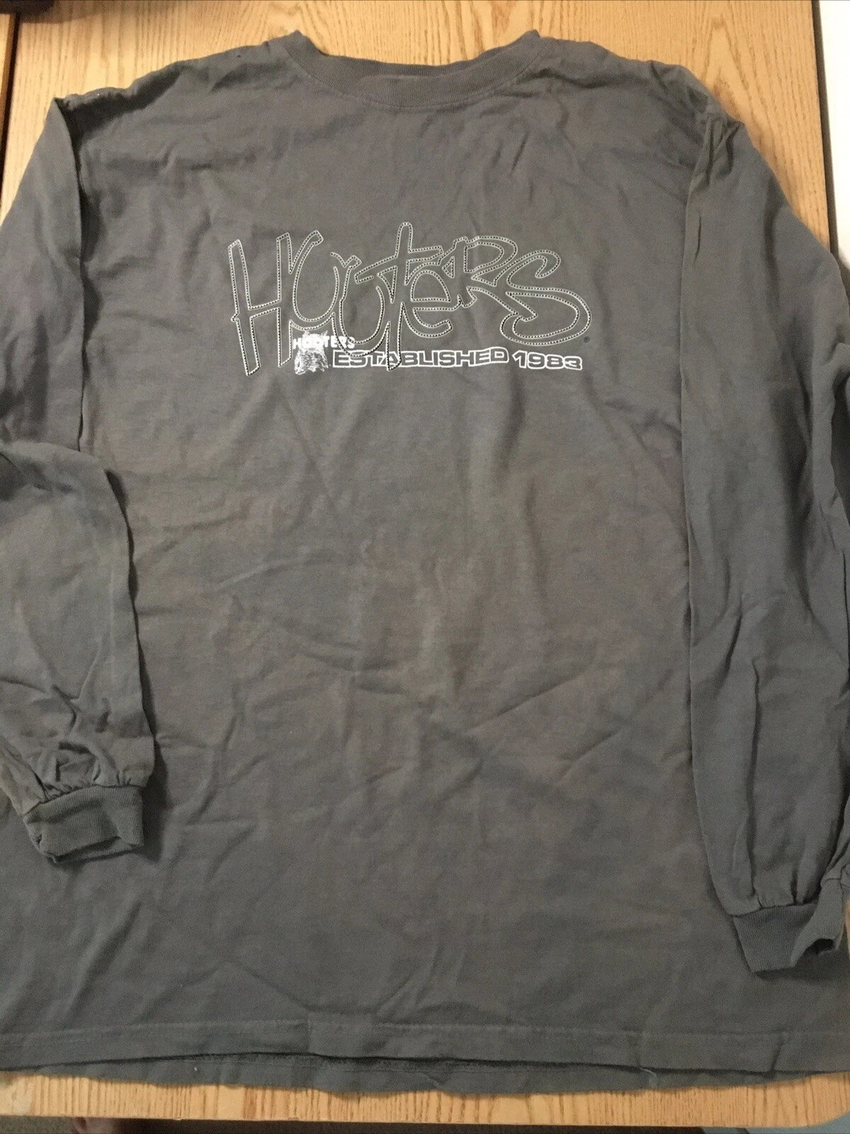 New men's HOOTERS long sleeve t-shirt dark gray cotton soft stretchy XXLarge