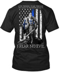 Crusader Knight I Fear No Evil Death American Flag T-Shirt Made in USA S-5XL