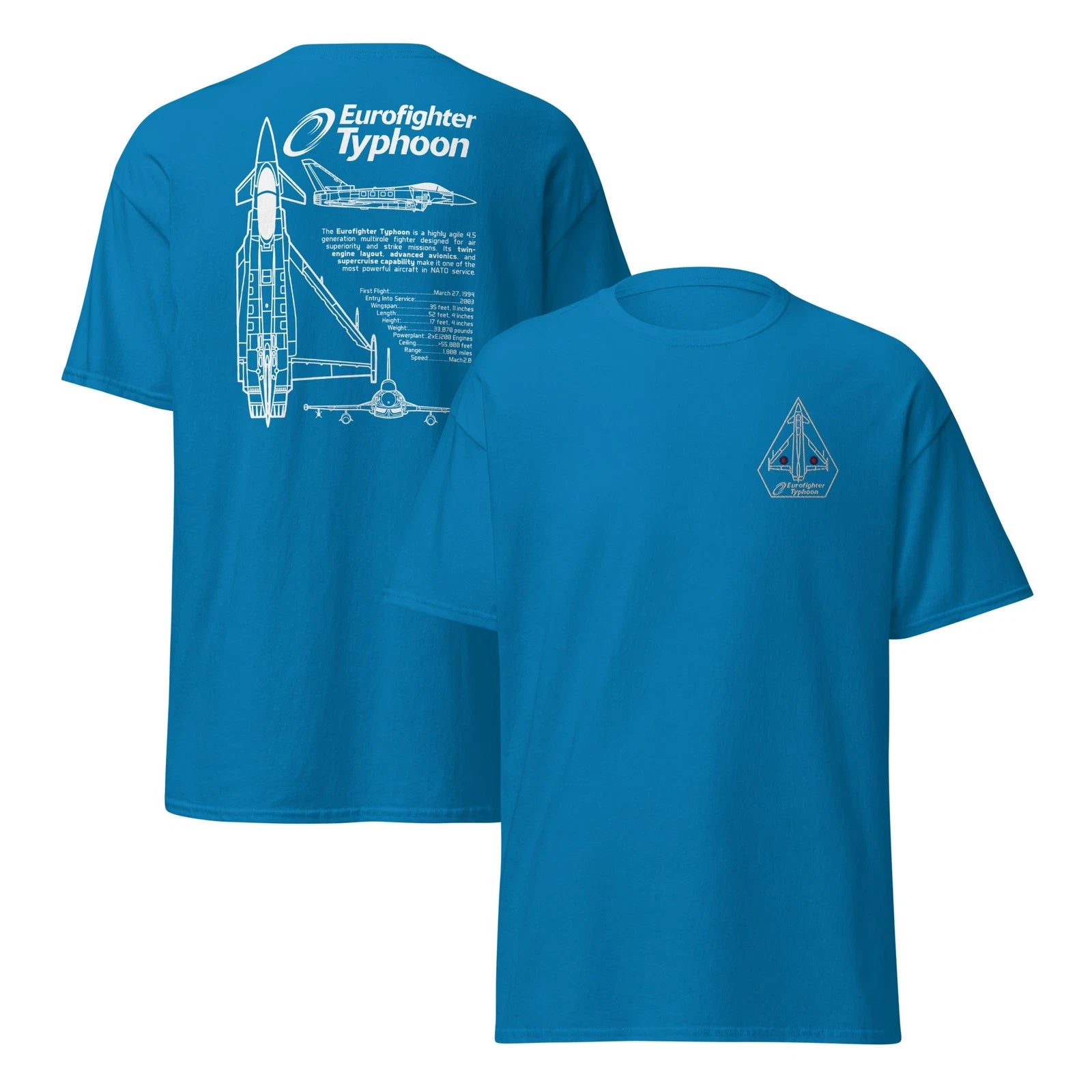 Eurofighter Typhoon T-Shirt – Embroidered Logo & Fighter Jet Tech Back Print