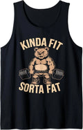 Kinda Fit Sorta Fat - Funny Gym Bear Weightlifting Workout Tank Top