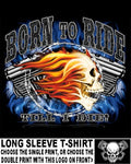 Born To Ride Till I Die Ride To Live Biker Flaming Skull Motorcycle T-shirt W127