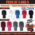 Pack 5 & 3 Gildan Ringspun T-Shirt Plain Softstyle Wear stag do hen Unisex GD001