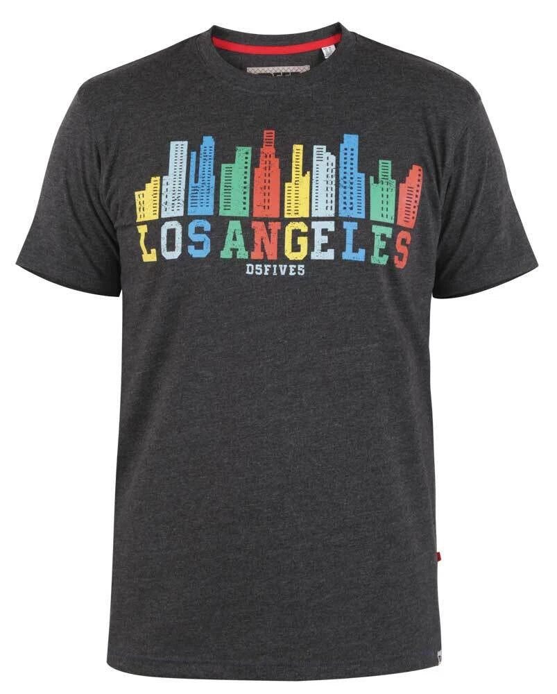 D555 Duke Big Mens Printed T-Shirt Los Angeles Sky Line 2XL-4XL 5XL 6XL (601012)