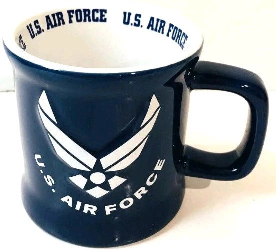 US Air Force Coffee Coffee Mug USAF 3D Military White Wings Navy Blue Vintage