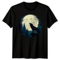 Moonlit Howling Wolf Fantasy Mens Cotton T-Shirt Nature Outdoor Adventure Gift