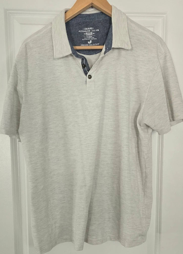 Young Mens, Colours, Alexander Julian, Shirt, Short Sleeve, Size XL, Cream