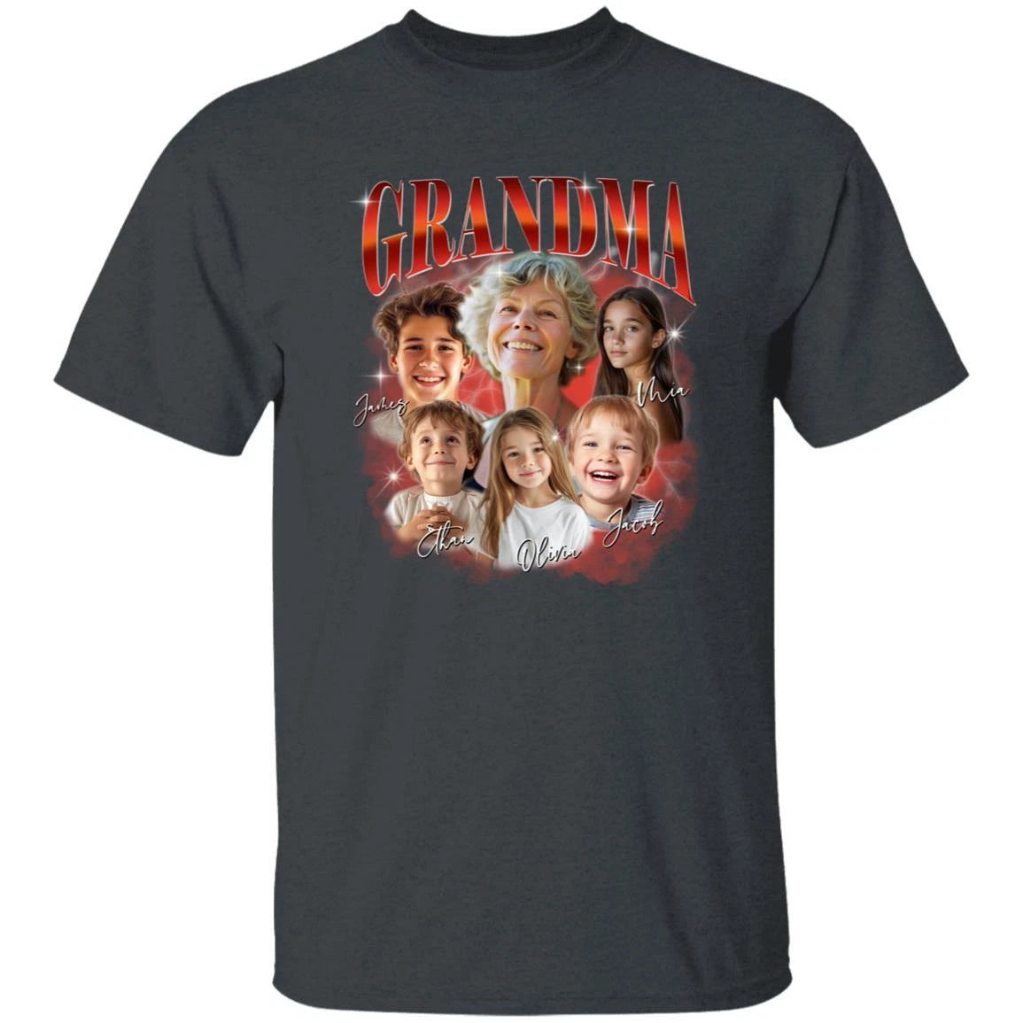 Custom Grandma T-Shirt gift Personalized Grandmother Your own photos Unisex Tee