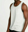 OLD NAVY MEN ANTIQUE WHITE W/GRAY TRIM SOFT-WASHED POCKET TANK TOP  SIZE: XXXL