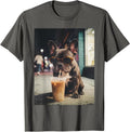 French Bulldog Drinking Iced Coffee Funny Animal T-Shirt