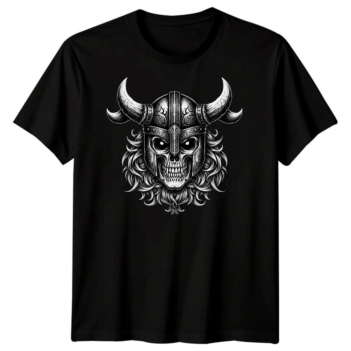 Viking Skull Helmet Mythology Mens T-Shirt Norse Warrior Graphic Tee