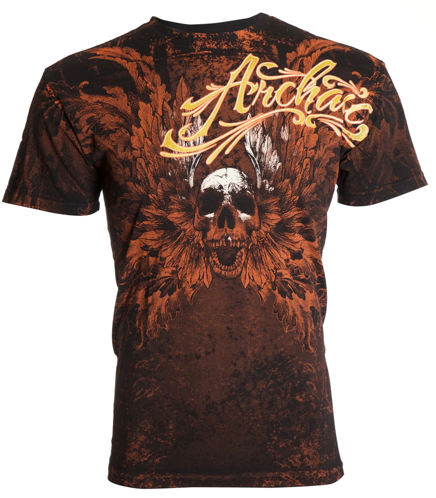 Archaic by Affliction Men's T-Shirt Hinsley Skull Cross Biker